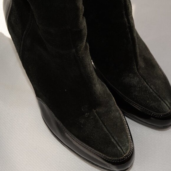 La Canadienne Black Suede Heeled Waterproof Boots Sz 7.5 - Picture 6 of 12